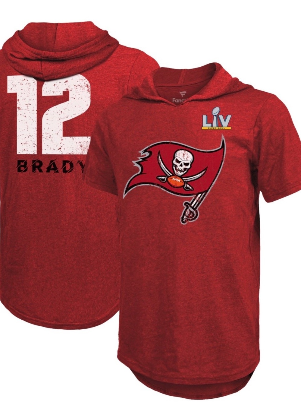 Tampa Bay Buccaneers Red Hooded Tee - Brady #12 women's  XL